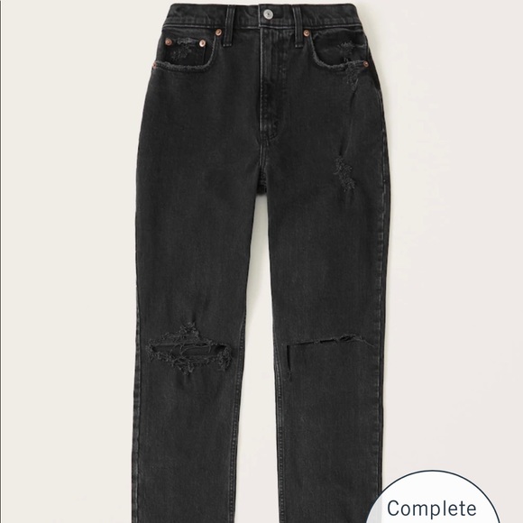 Abercrombie & Fitch Curve Love Ultra High Rise 90s Straight Jean - Ripped black - Picture 6 of 11